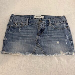 Vintage Y2K Abercrombie Micro Miniskirt Distressed Denim Jean Mini Skirt 14 Kids